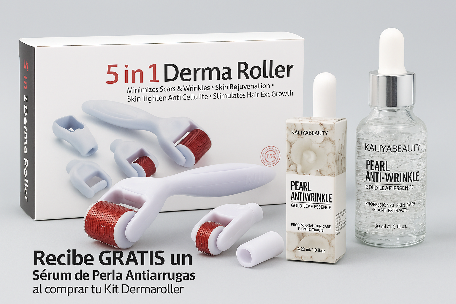 Dermaroller 5 EN 1 + Serum De Perlas ANTI-ARRUGAS